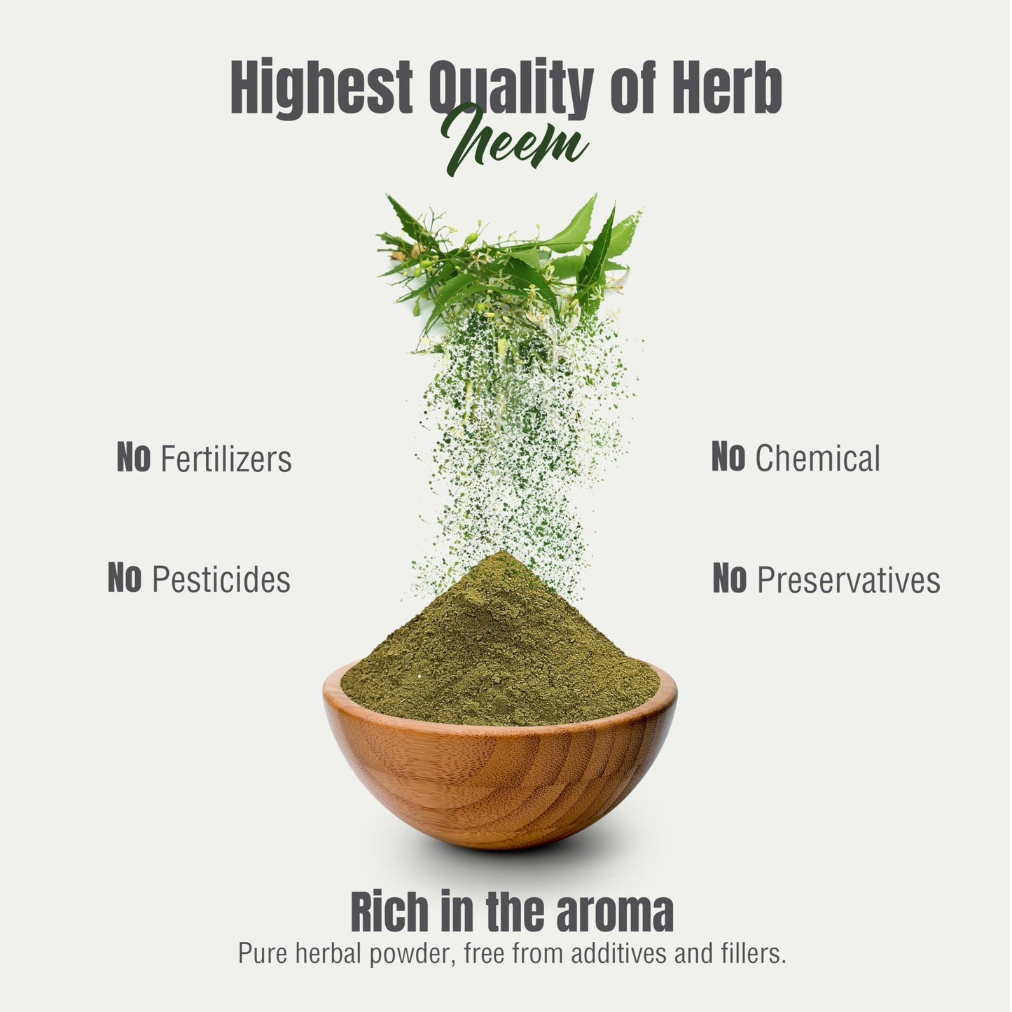 Natural neem powder prepared as a DIY face mask