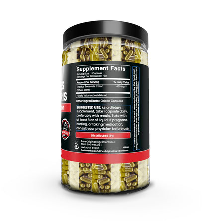 Pure Original Ingredients Tribulus Terrestris capsules bottle side view