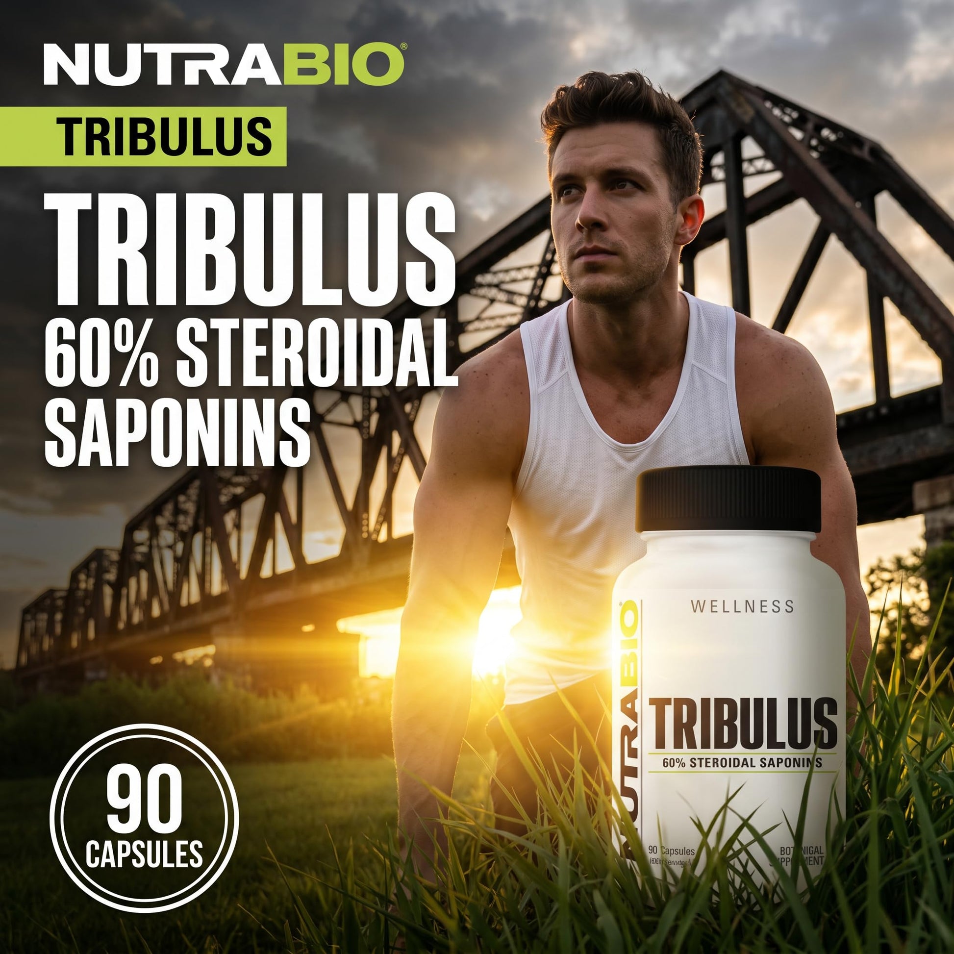 Close up of NutraBio Tribulus bottle top and seal