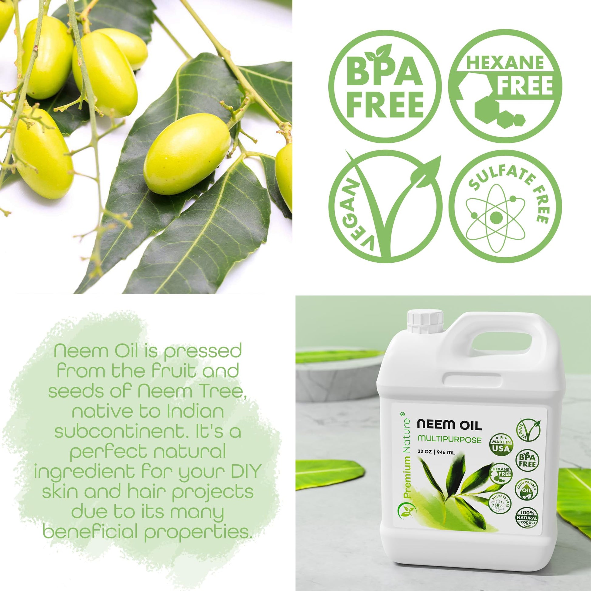 Premium Nature Organic Neem Oil for skin and hair application