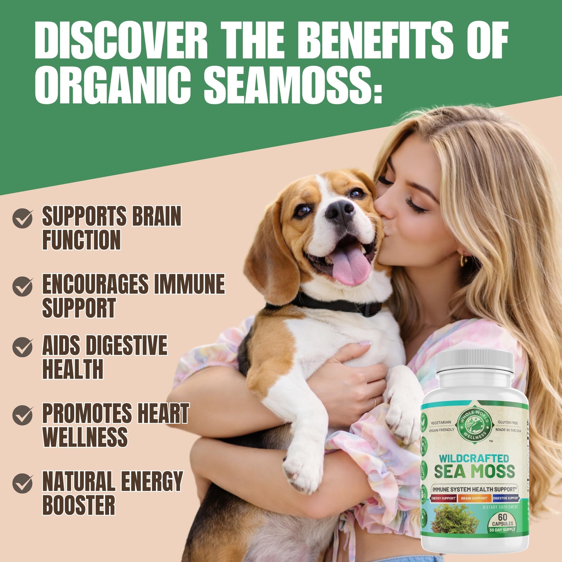 Whole World Wellness Organic Sea Moss Vegan Capsules Serving Size