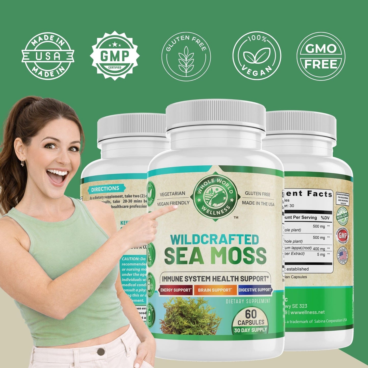 Whole World Wellness Organic Sea Moss And Bladderwrack USA Quality Seal