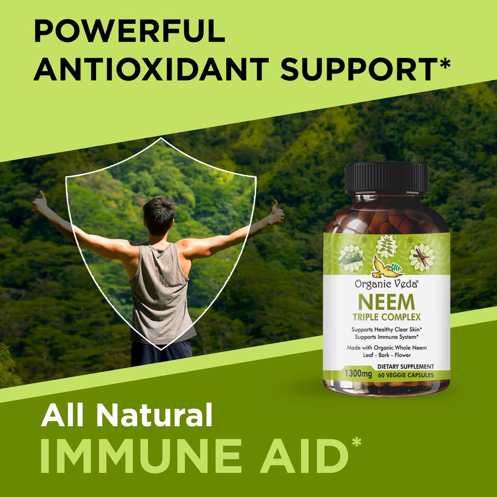 Organic Veda Neem Triple Complex capsules bottle ingredients