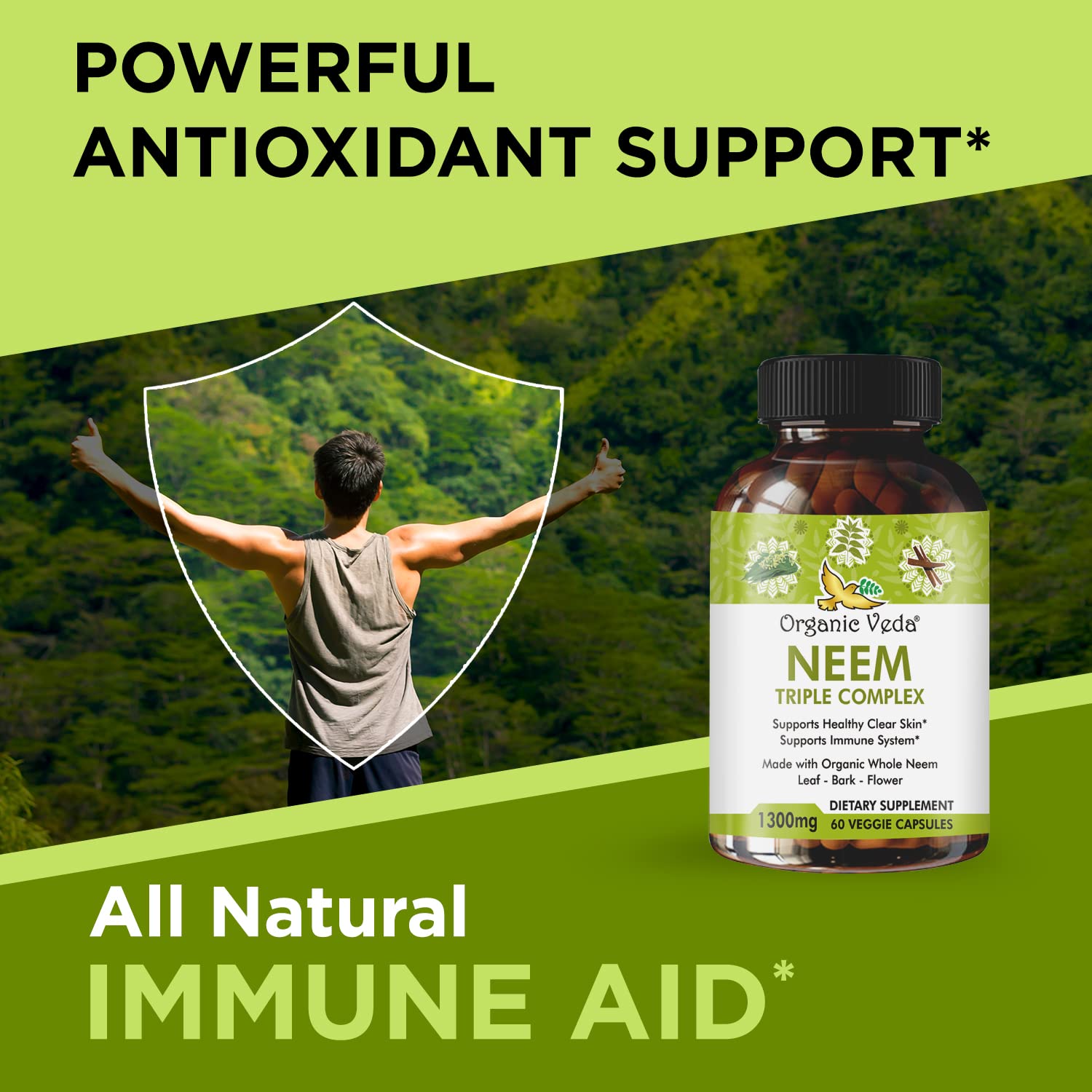 Organic Veda Neem Triple Complex capsules bottle ingredients