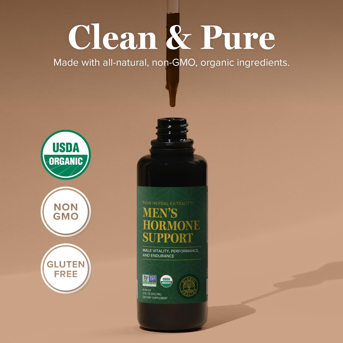 Global Healing Center liquid supplement bottle with packaging