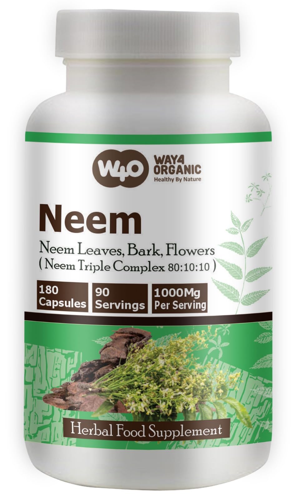 Way 4 Organic Neem Triple Complex supplement facts label