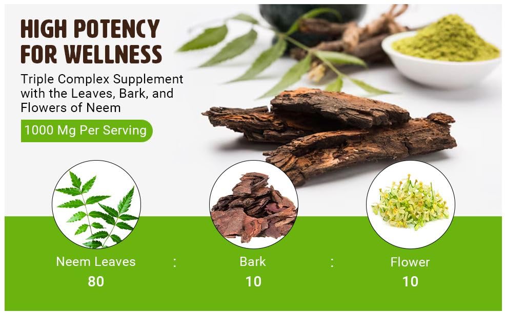 Way 4 Organic Neem Triple Complex bottle back showing ingredients