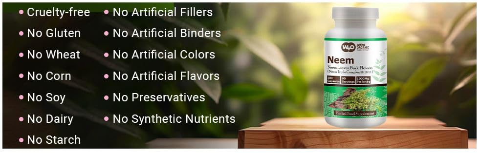 Way 4 Organic Neem Triple Complex capsules pouring out