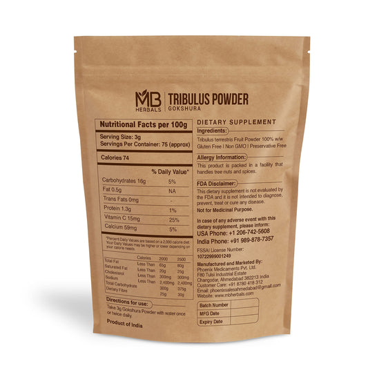 Authentic MB Herbals Gokshura supplement powder for vitality