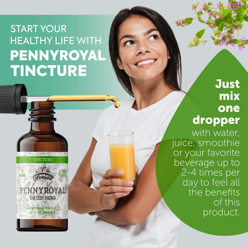 Florida Herbs Organic Pennyroyal Tincture dropper and bottle