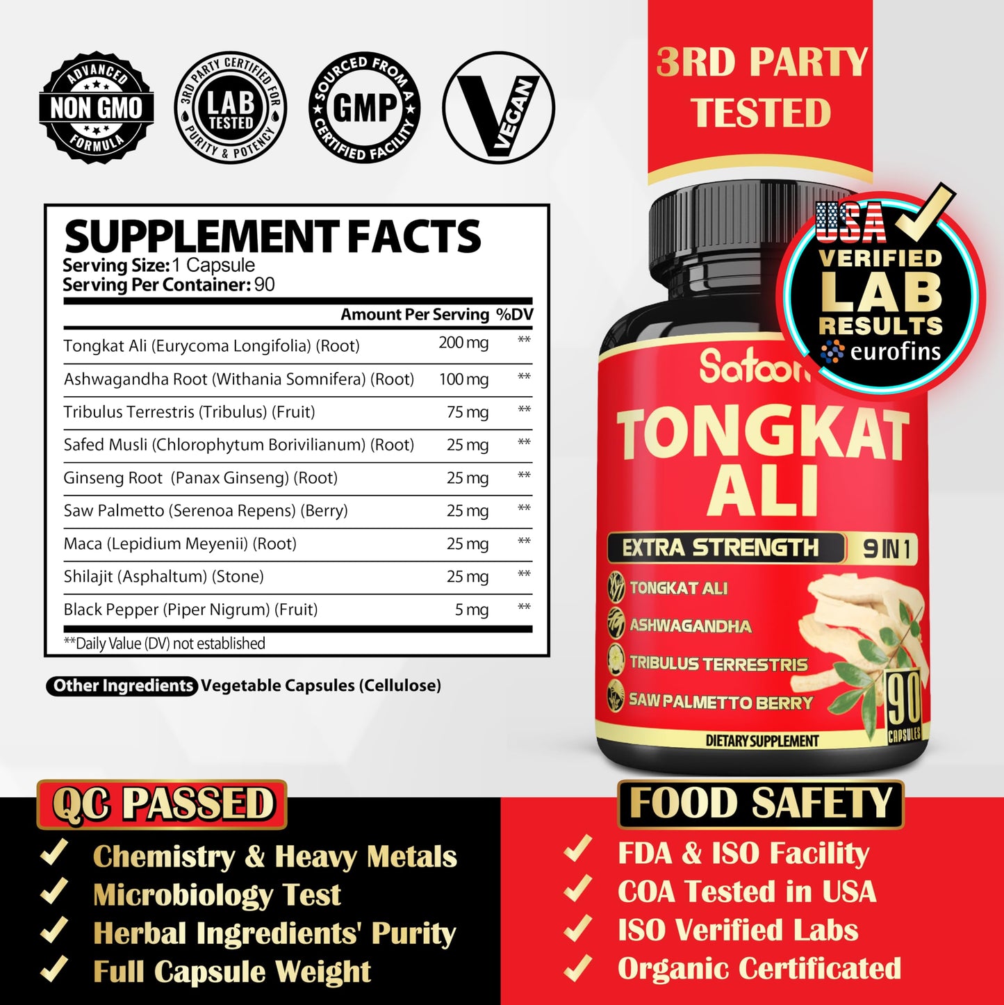 Satoomi 9-in-1 herbal supplement bottle label ingredients