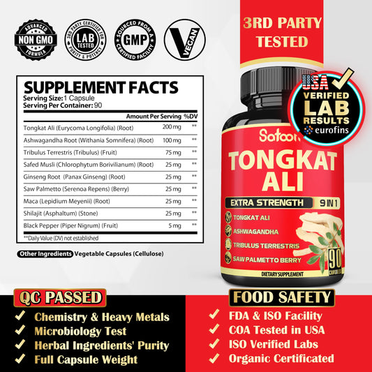 Satoomi 9-in-1 herbal supplement bottle label ingredients
