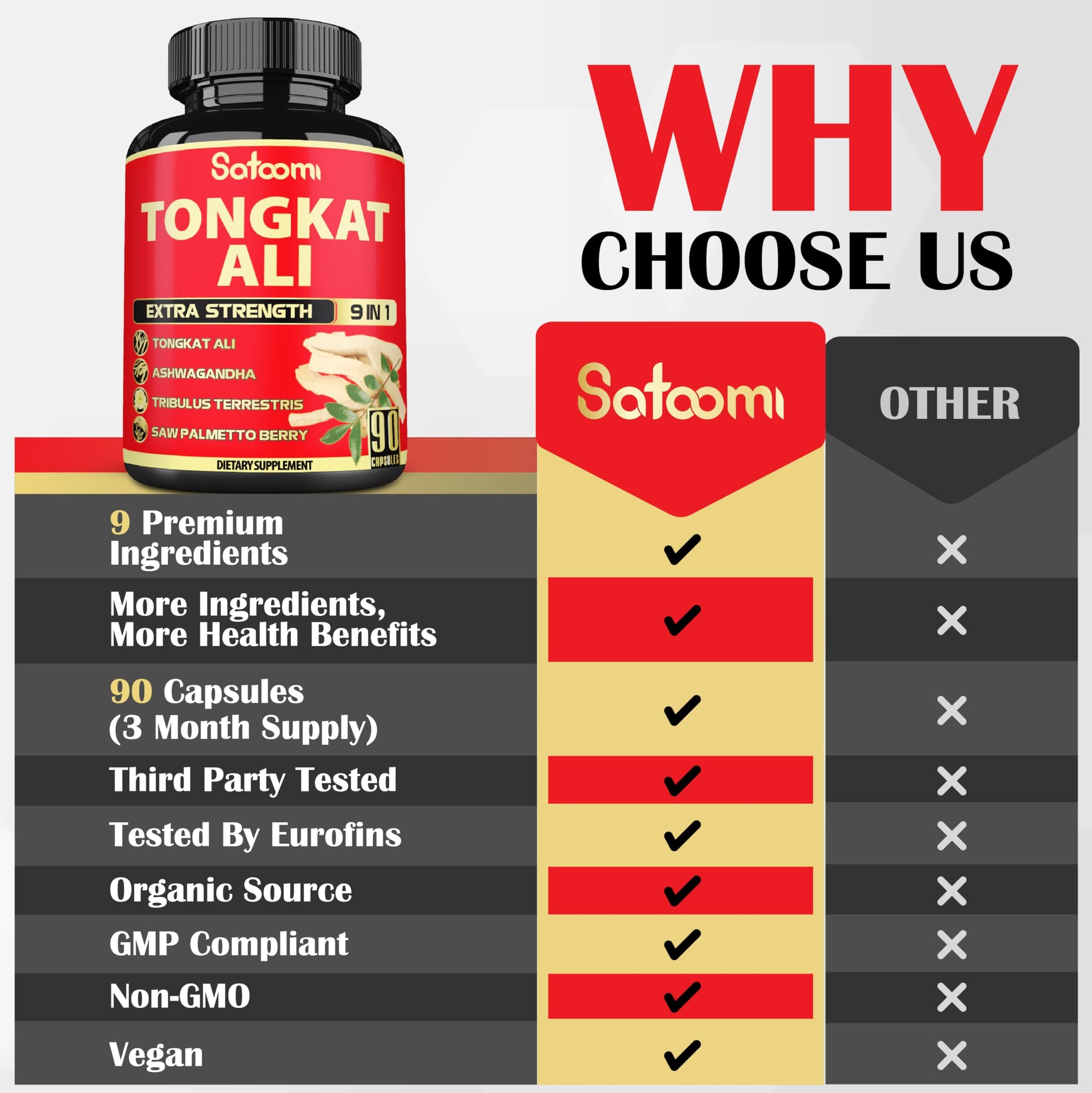 Authentic Satoomi 9-in-1 dietary supplement bottle