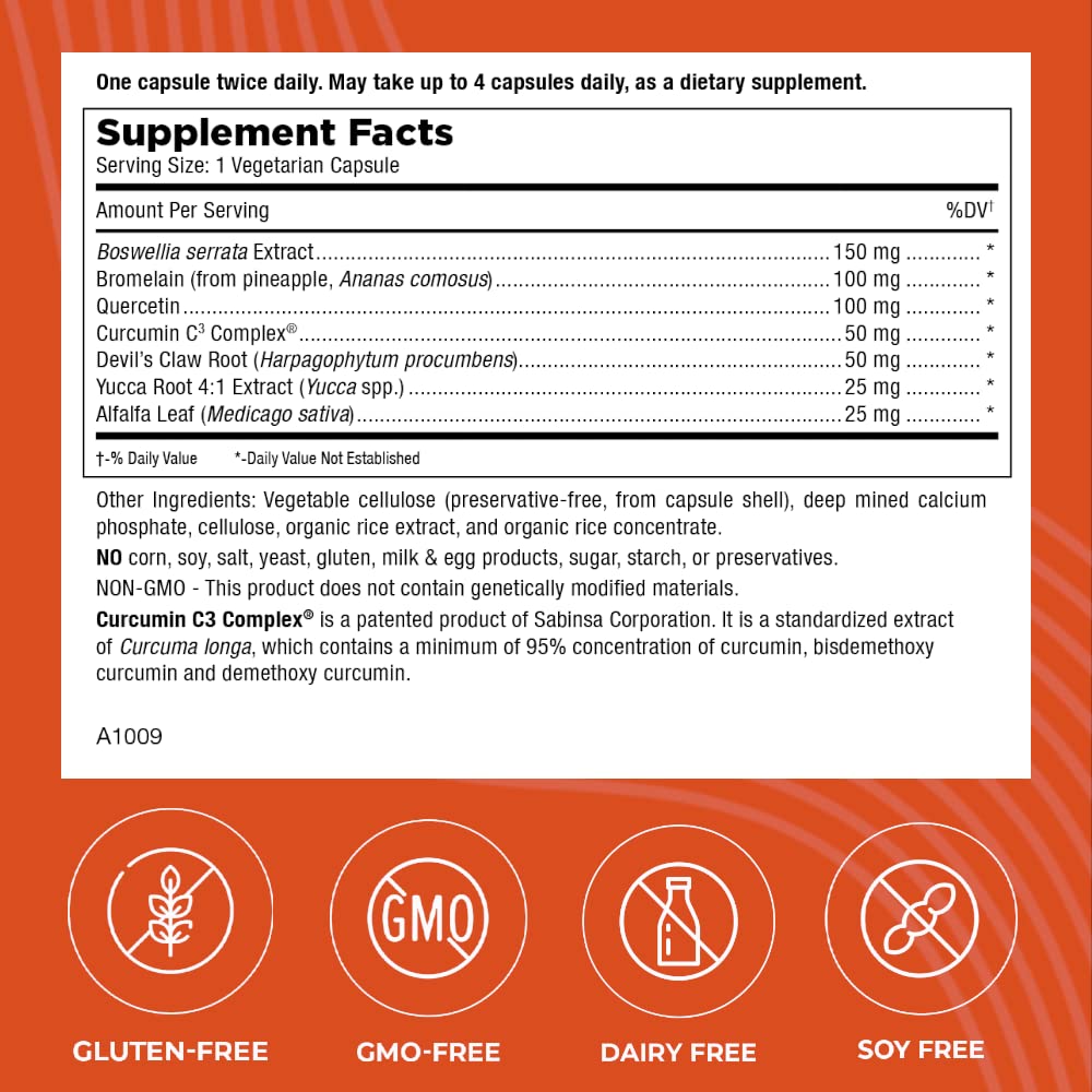Mt. Angel Vitamins InFlamEze Supplement Facts Label
