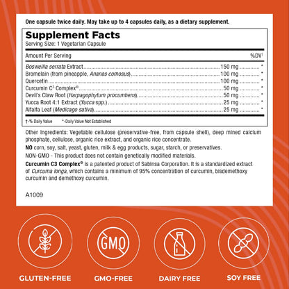 Mt. Angel Vitamins InFlamEze Supplement Facts Label