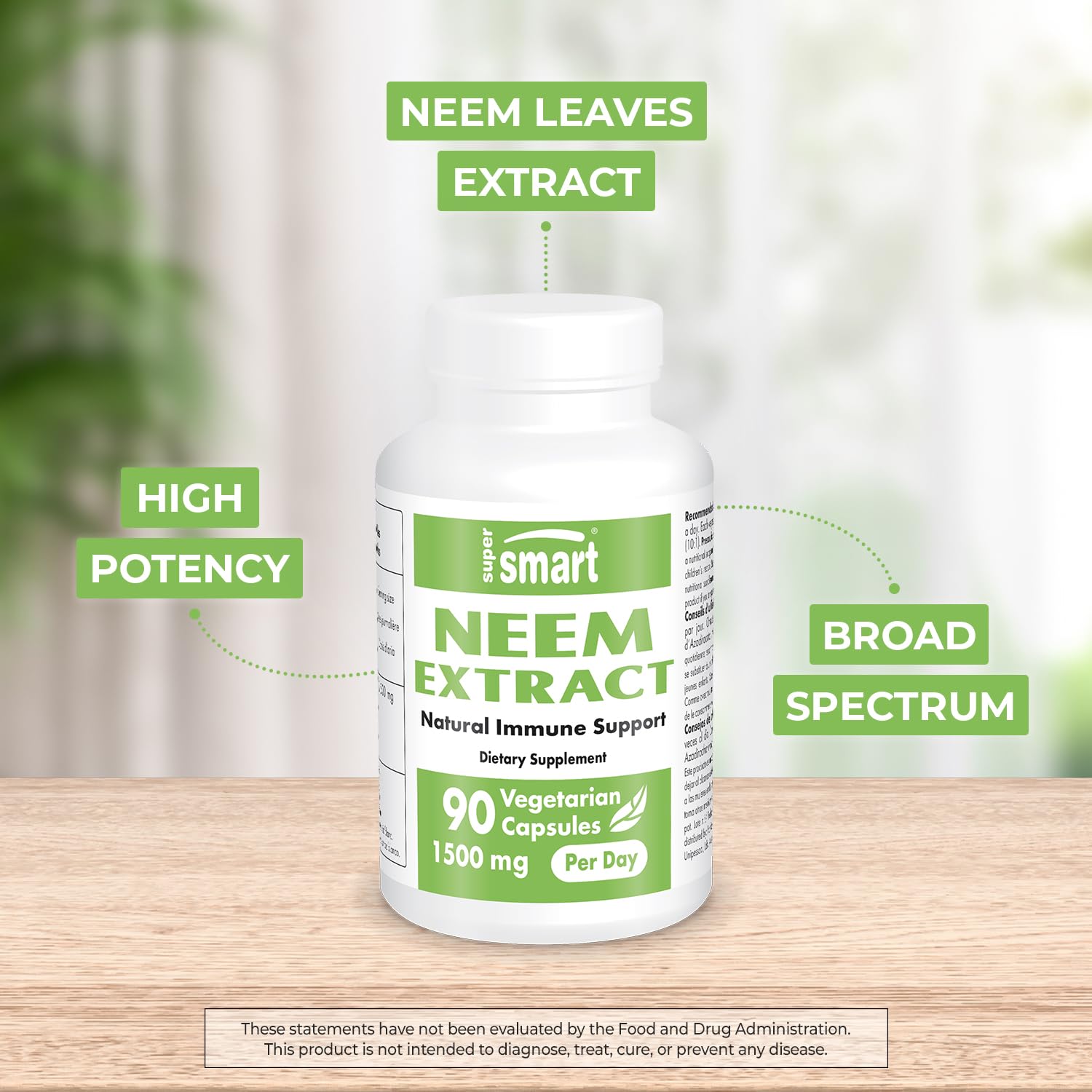 Supersmart Neem Leaf 10:1 Potency Supplement Bottle