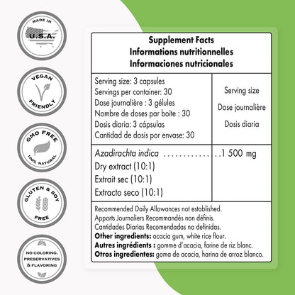 Supersmart Neem Extract Immune Support Supplement Facts
