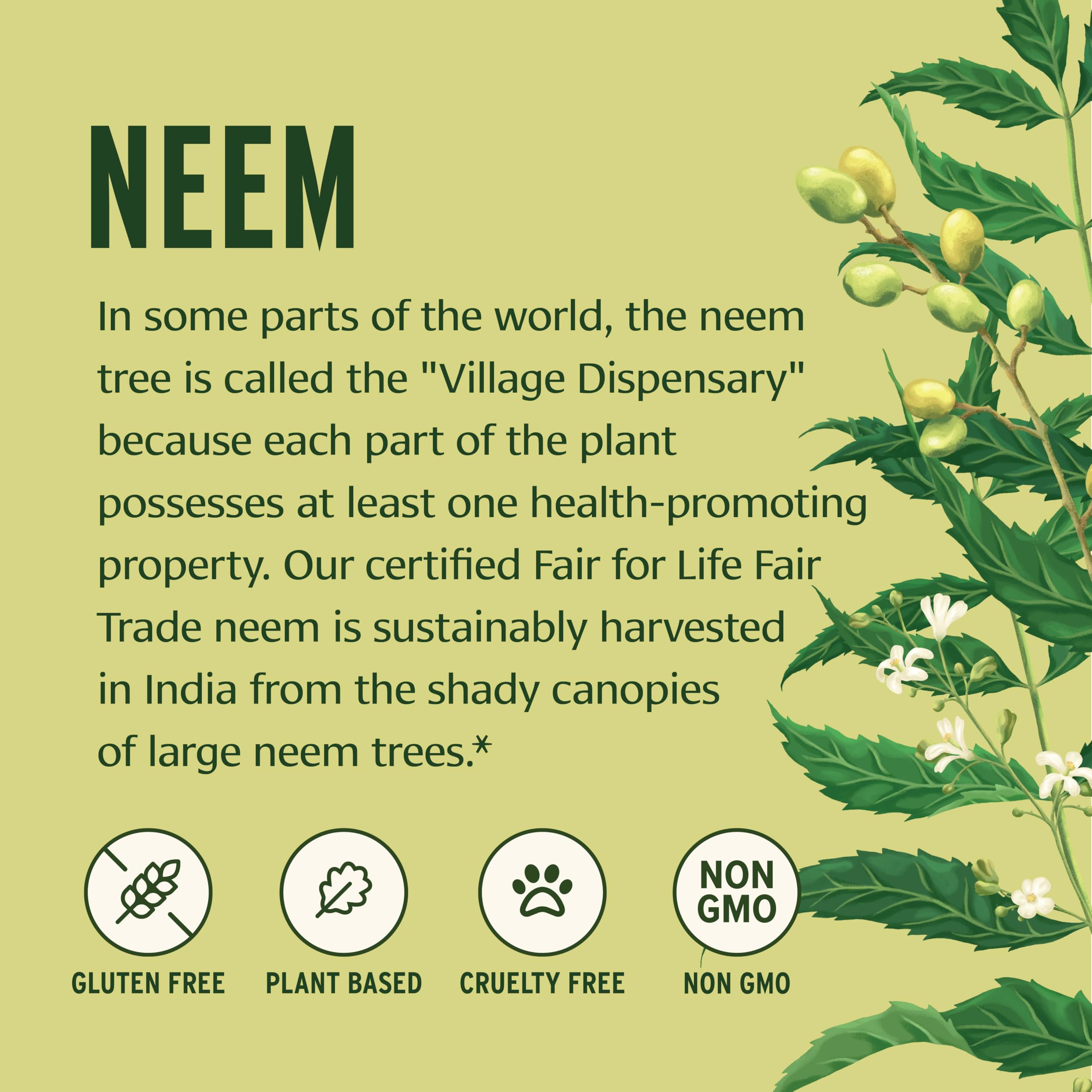 Banyan Botanicals Organic Neem Supplement Facts Label