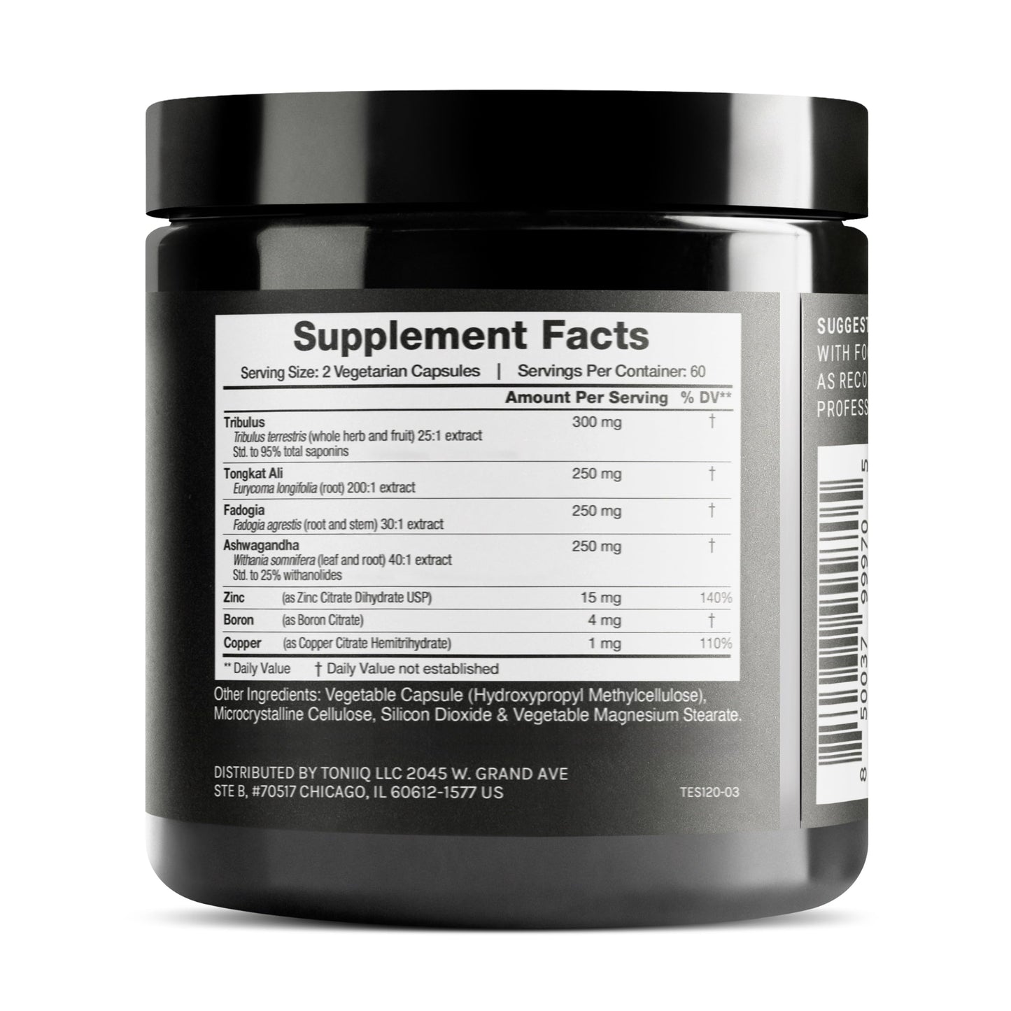 Toniiq Elite T Formula supplement label details
