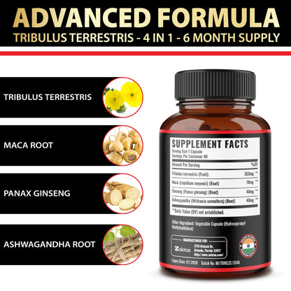 Authentic Zolotus Tribulus Maca Ashwagandha bottle for physical performance