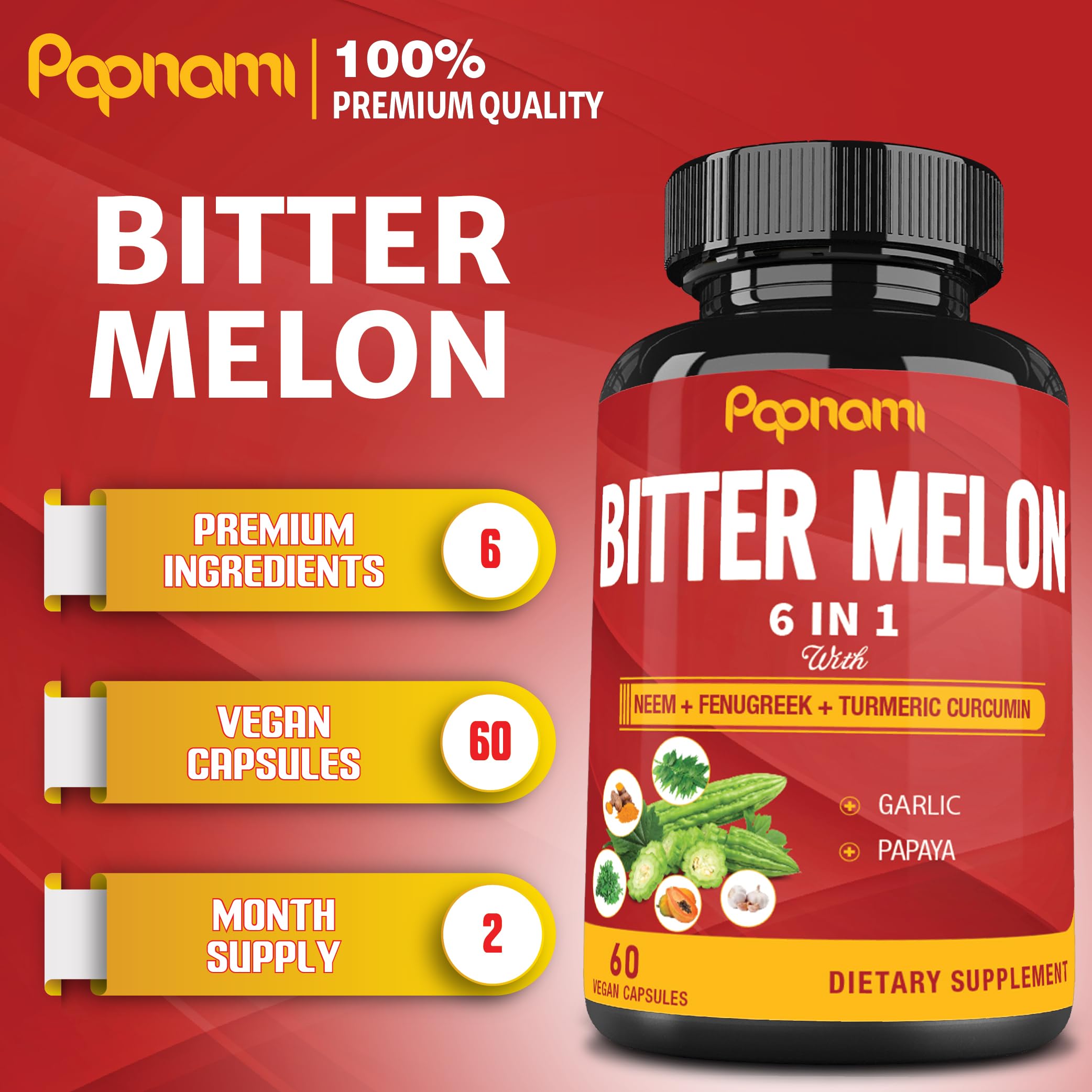 Papnami Organic Bitter Melon Extract Supplement Facts Label