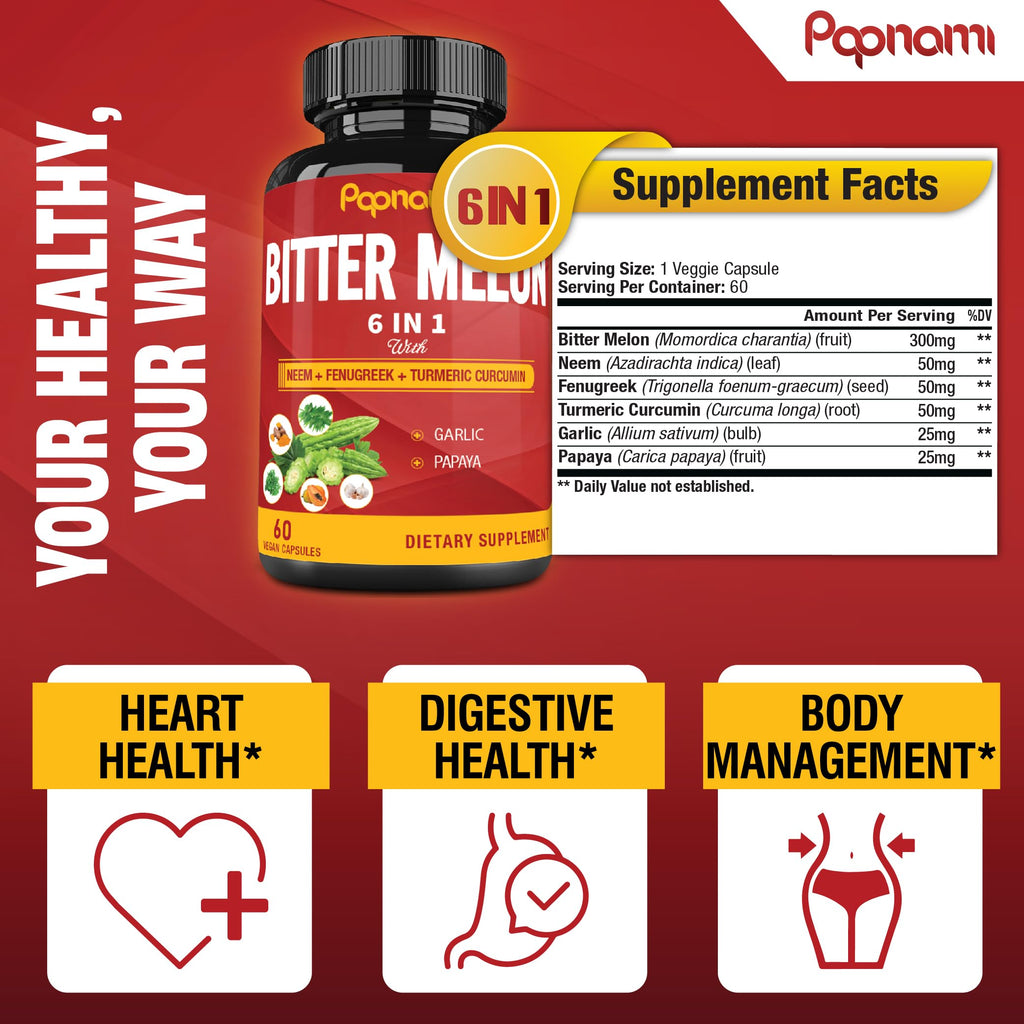 Papnami Organic Bitter Melon Extract Bottle Back View