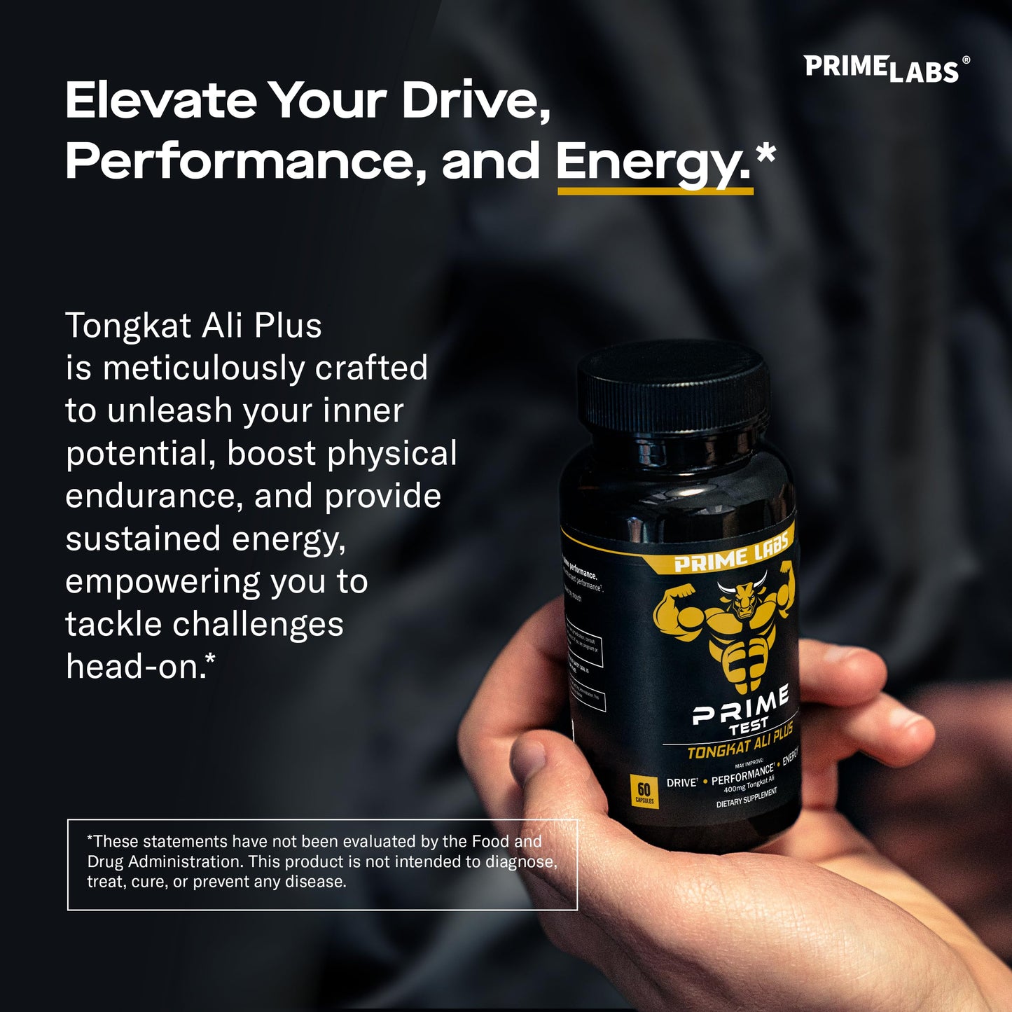 Prime Labs Tongkat Ali with black maca and tribulus label details