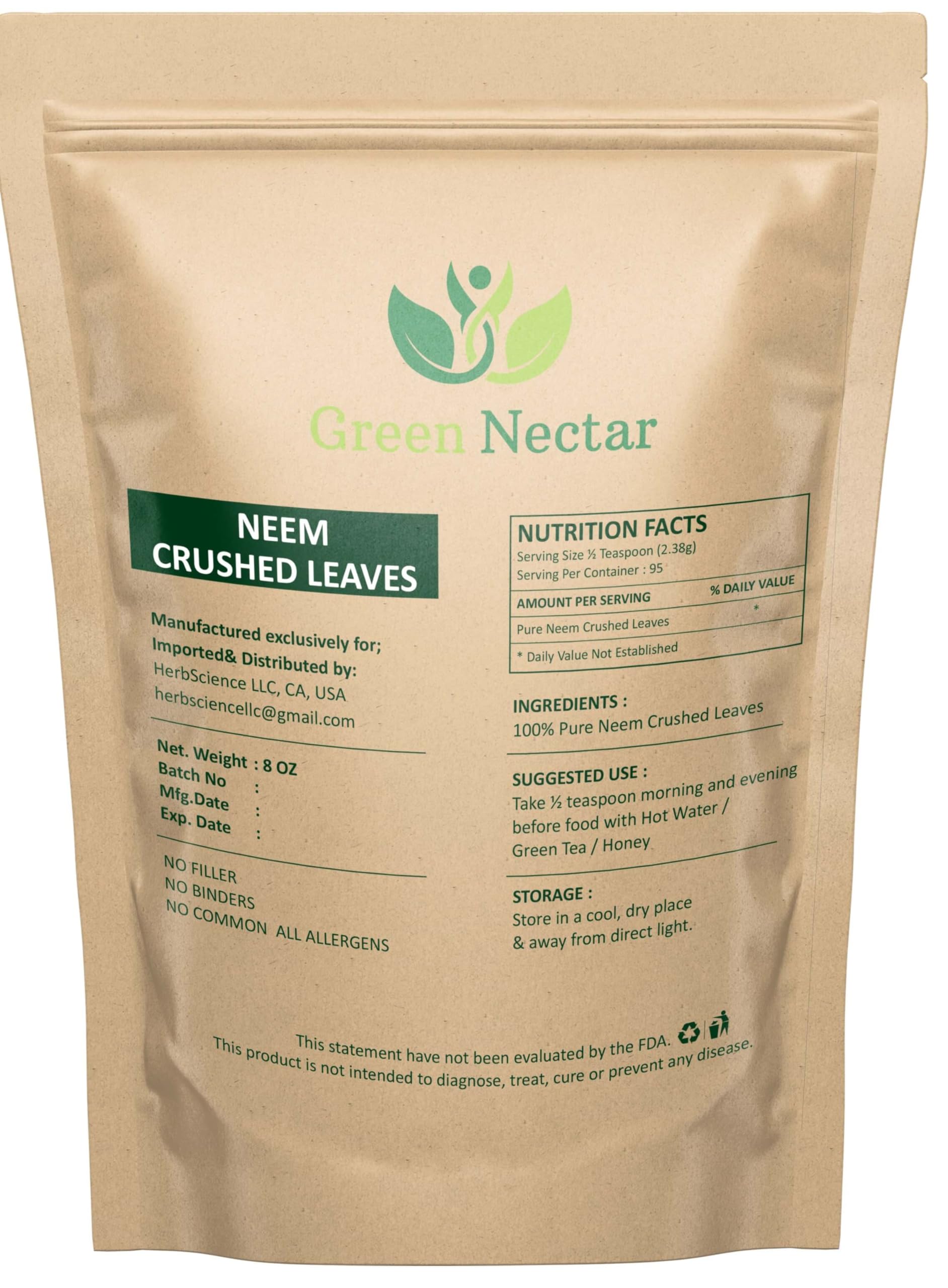 Green Nectar Pure Crushed Neem Leaf Detox Tea natural loose leaves