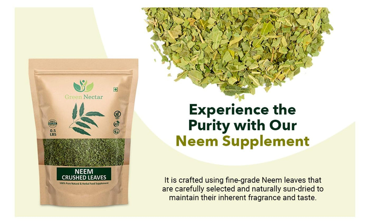 Green Nectar Pure Crushed Neem Leaf Detox Tea vegan and non-GMO label