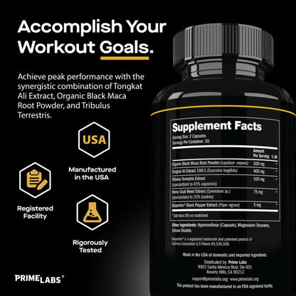 Prime Labs Tongkat Ali bottle packaging for men