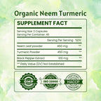 Ireya Ayurveda Neem and Turmeric supplement bottle back