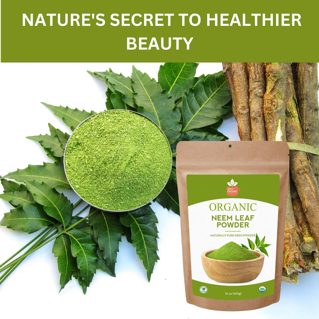 Organic neem powder pouch and measuring spoon