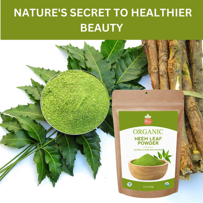 Organic neem powder pouch and measuring spoon