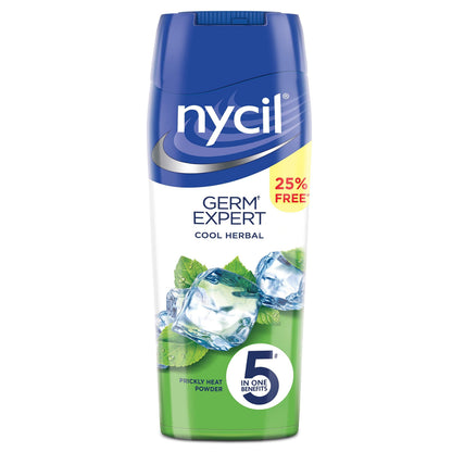Nycil Cool Herbal Prickly Heat Powder Back Label