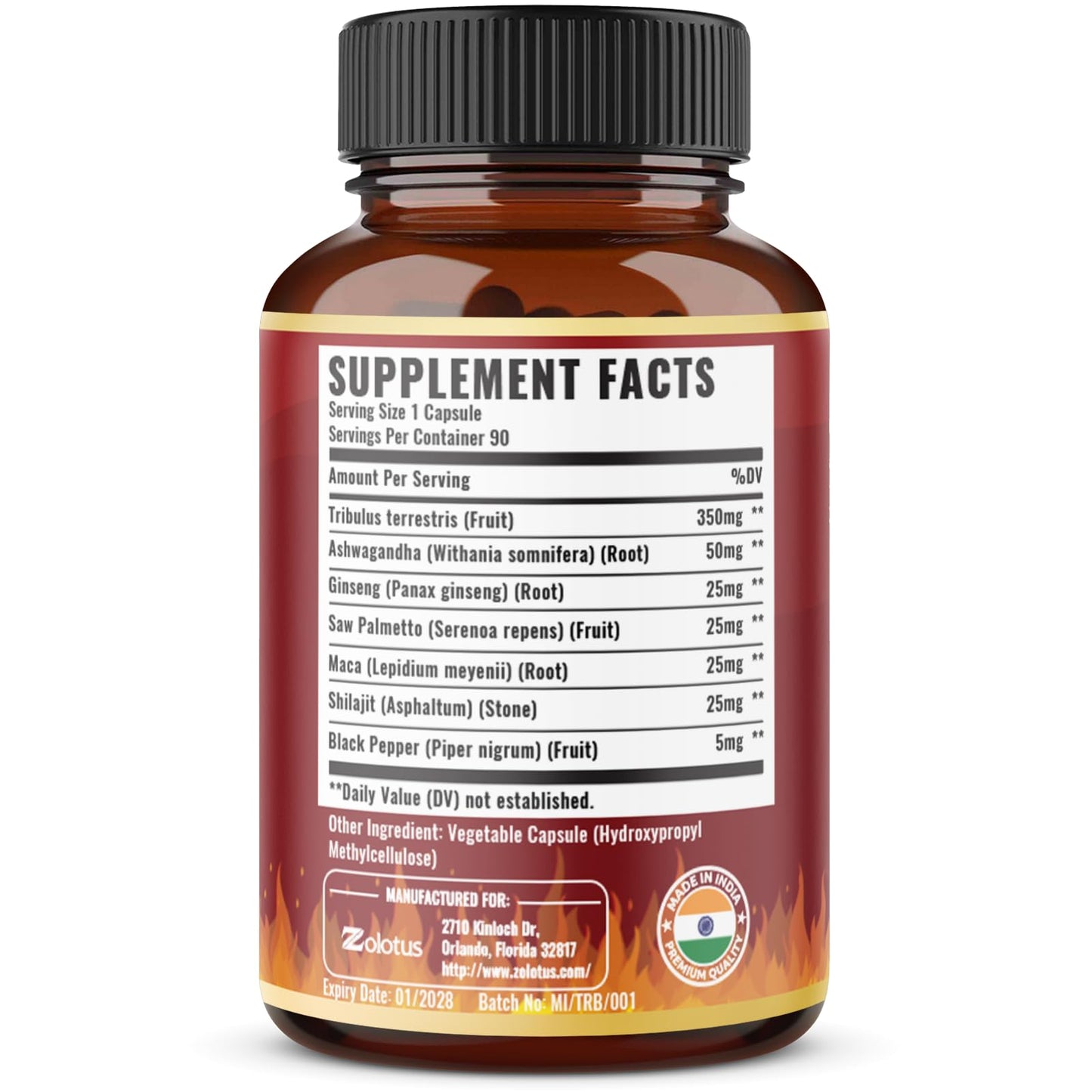Zolotus 7-in-1 herbal supplement bottle label details