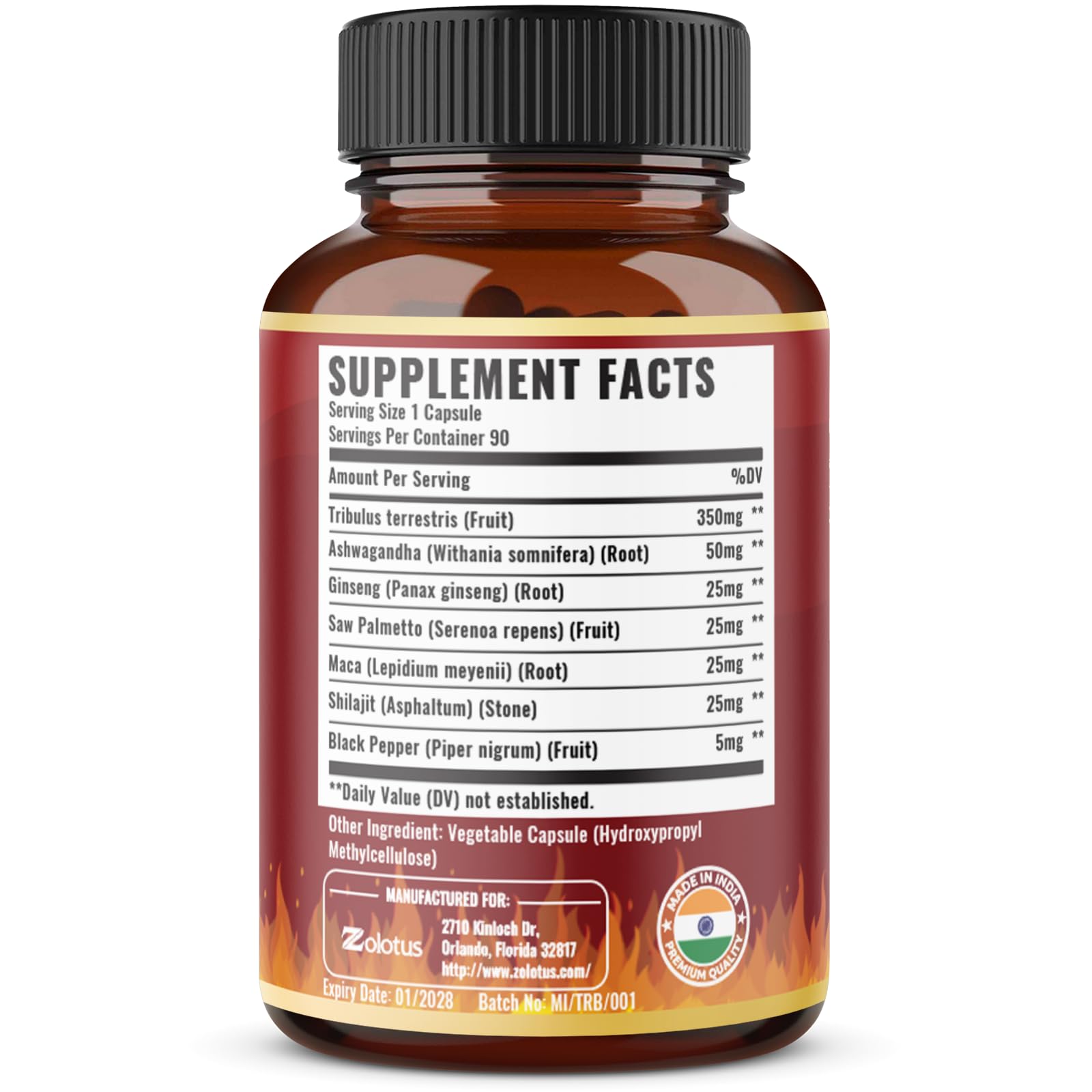 Zolotus 7-in-1 herbal supplement bottle label details