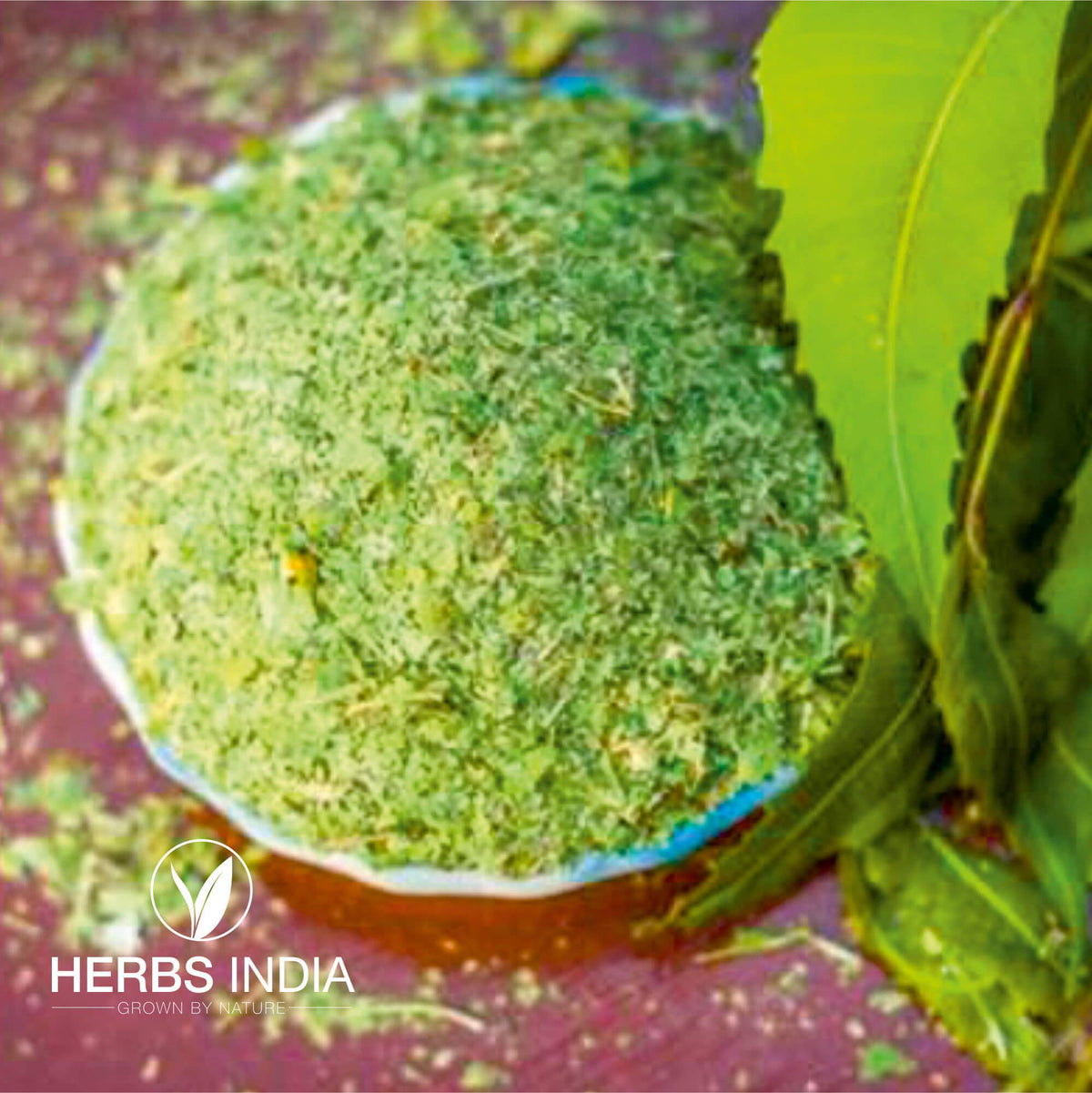 Herbsindia Crushed Neem Leaves loose leaf texture