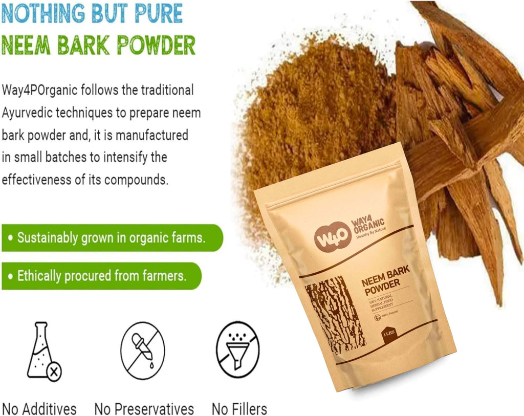 Way4Organic Neem Bark Powder for natural teeth whitening