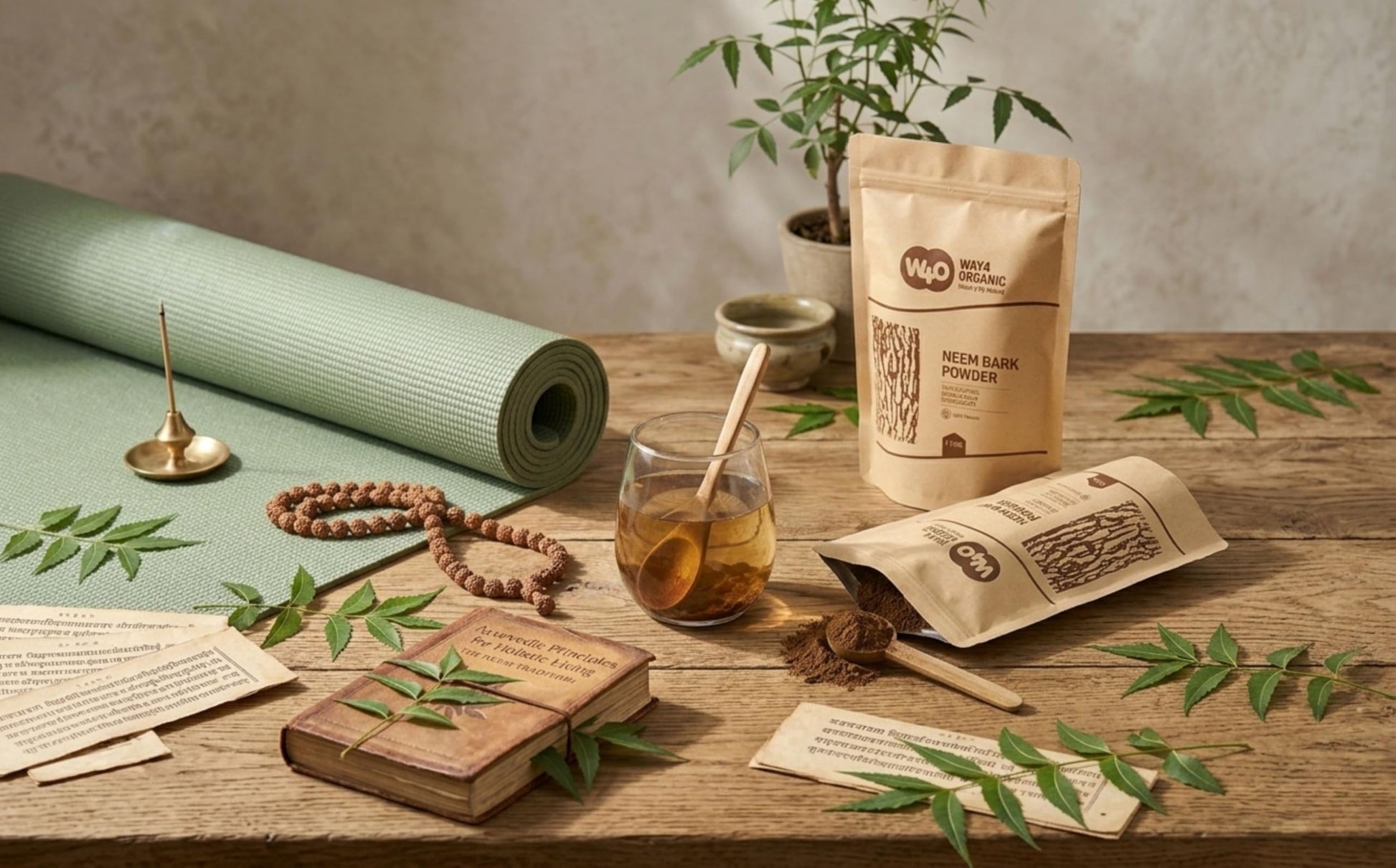 Way4Organic Neem Bark Powder US imported premium quality packaging