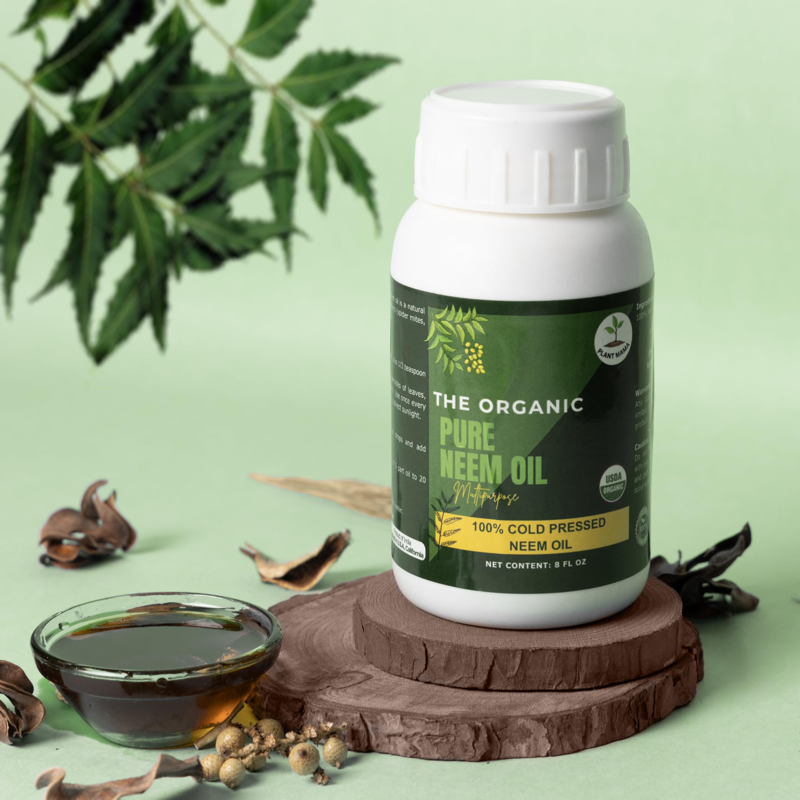 Plant Mama Organic Cold Pressed Neem Oil bottle for hair and skin care