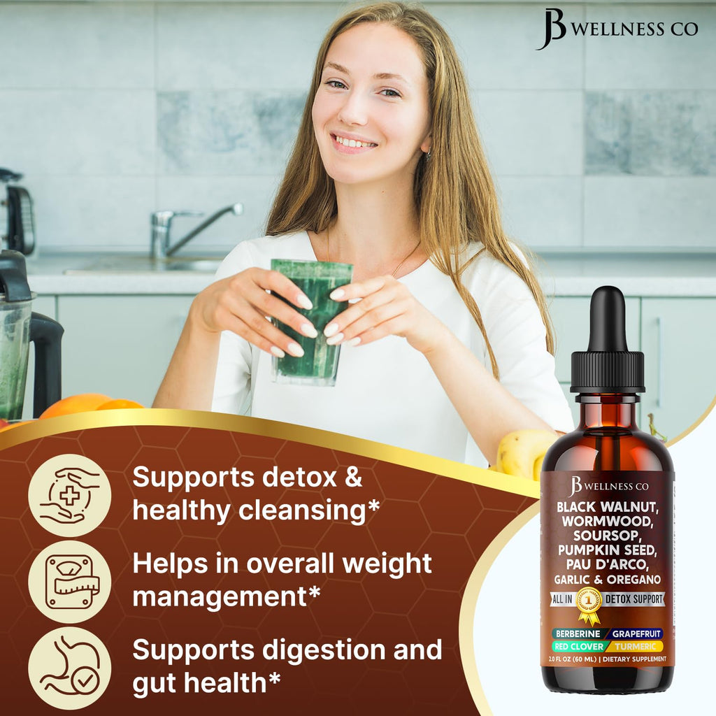 JB Wellness Co Wormwood and Black Walnut Liquid Cleanse Drops 6 fluid ounce bottle