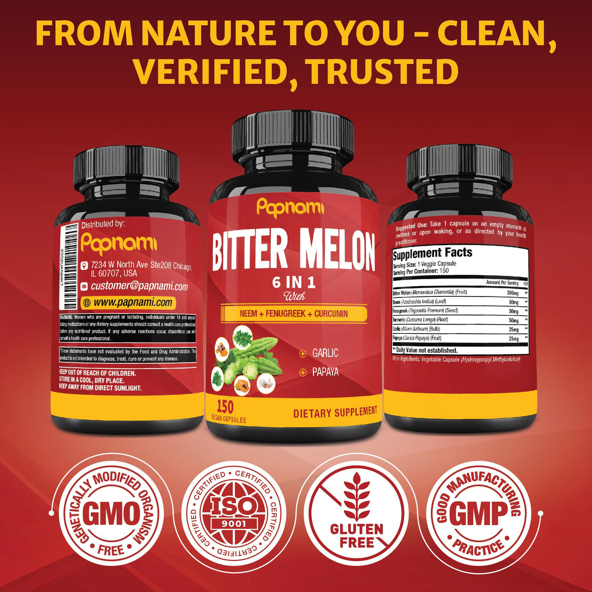 Papnami Organic Bitter Melon Extract Capsules daily wellness support