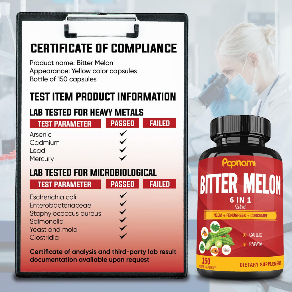 Papnami Organic Bitter Melon Extract Capsules premium quality bottle