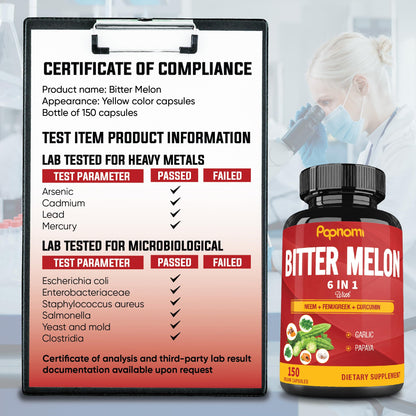 Papnami Organic Bitter Melon Extract Capsules premium quality bottle