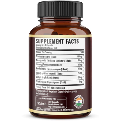 Zolotus Tribulus 9050mg supplement bottle side view