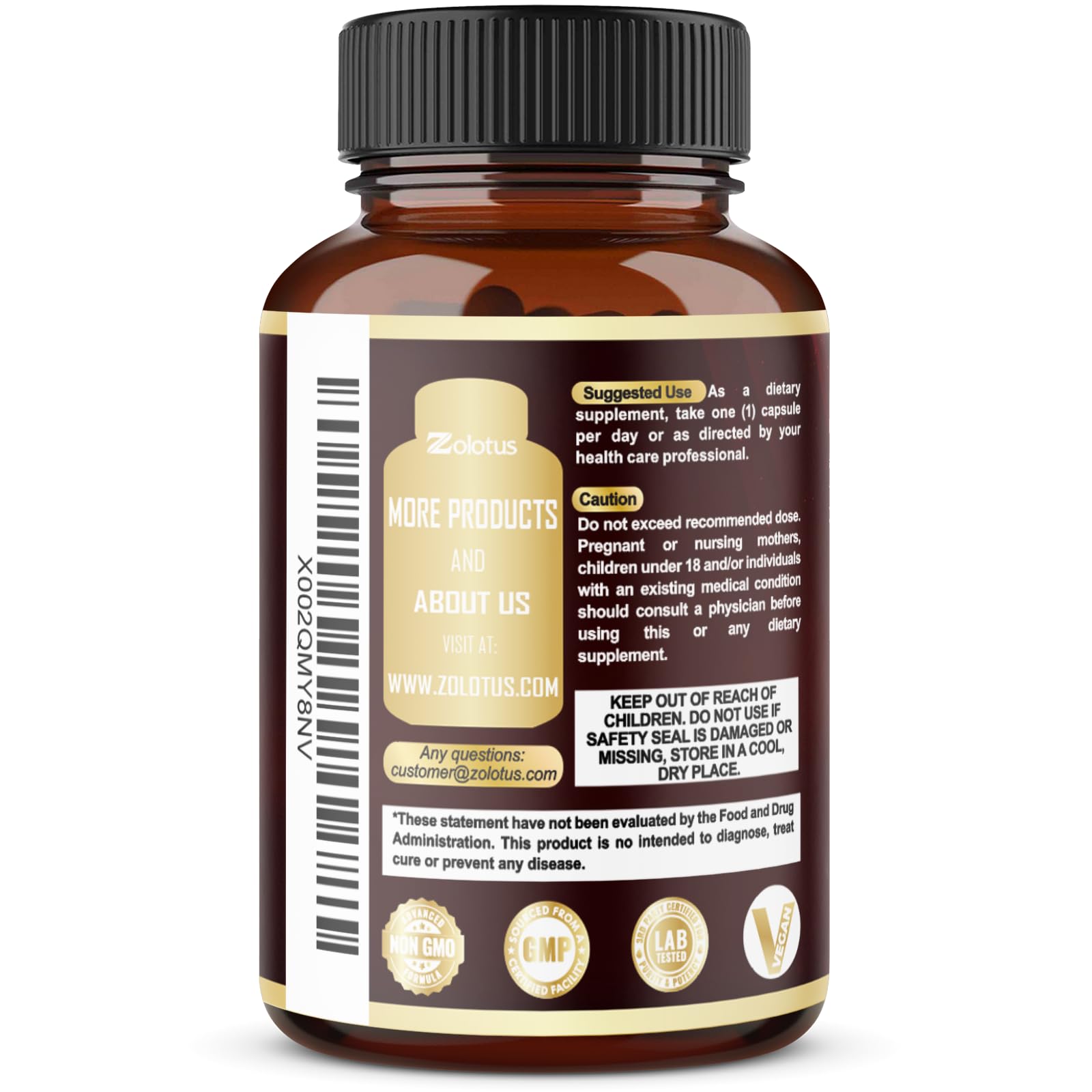 Zolotus 7-in-1 herbal complex capsule label details