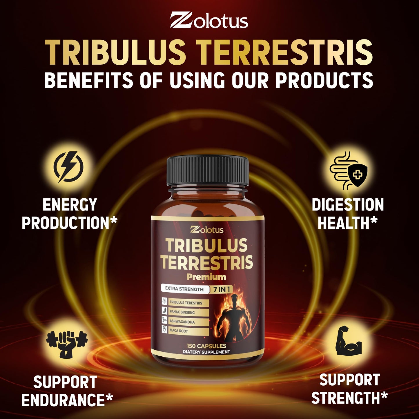 Zolotus Tribulus and Ashwagandha capsule bottle