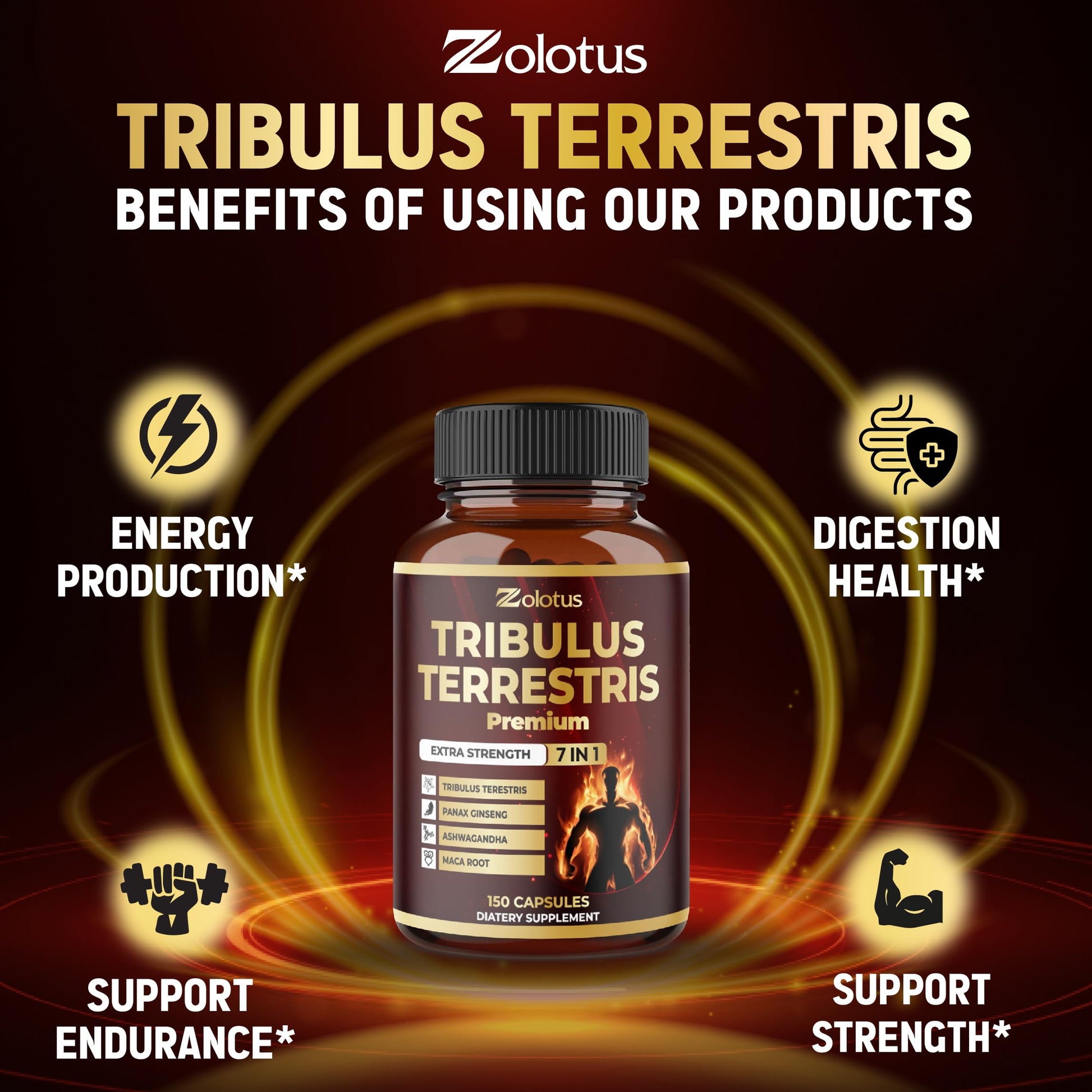 Zolotus Tribulus and Ashwagandha capsule bottle