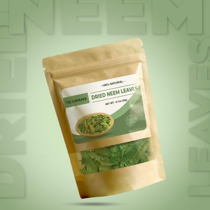 Heawans Naturally Grown Dried Whole Neem Leaves resealable pouch packaging