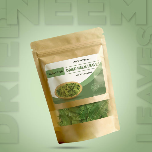 Heawans Naturally Grown Dried Whole Neem Leaves resealable pouch packaging